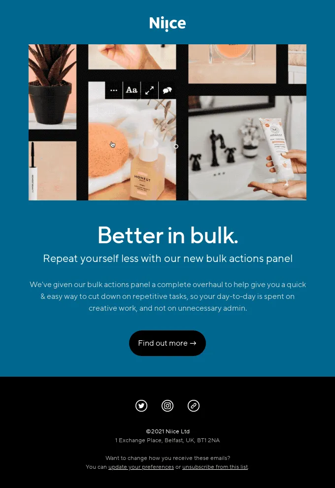 Upselling and cross-selling email example
